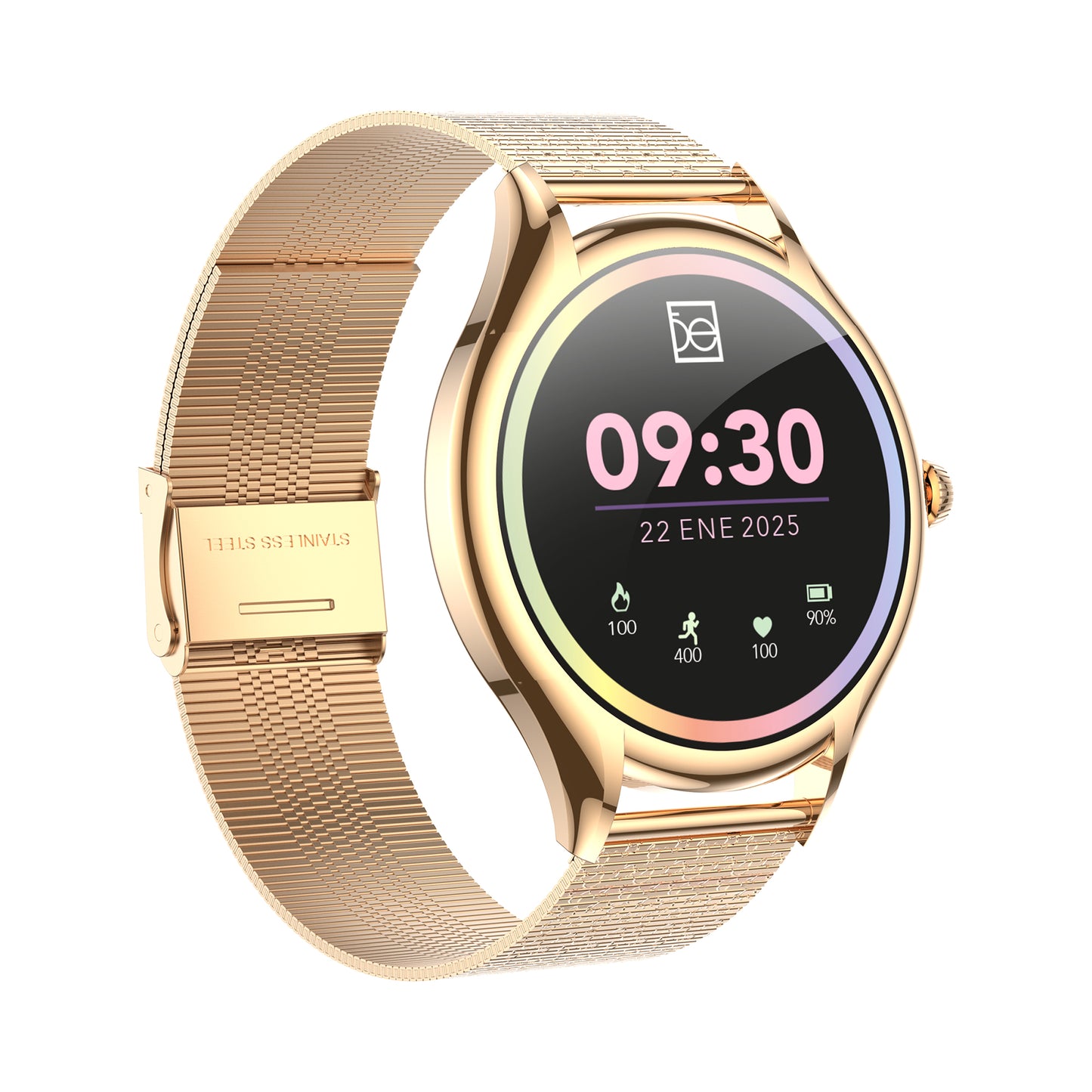 Smartwatch Cloe S4 para Dama con Pantalla Amoled y Extensible de Acero Inoxidable con Textura OE2561