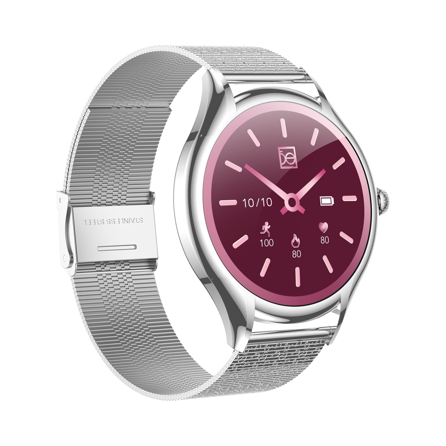 Smartwatch Cloe S4 para Dama con Pantalla Amoled y Extensible de Acero Inoxidable con Textura OE2561