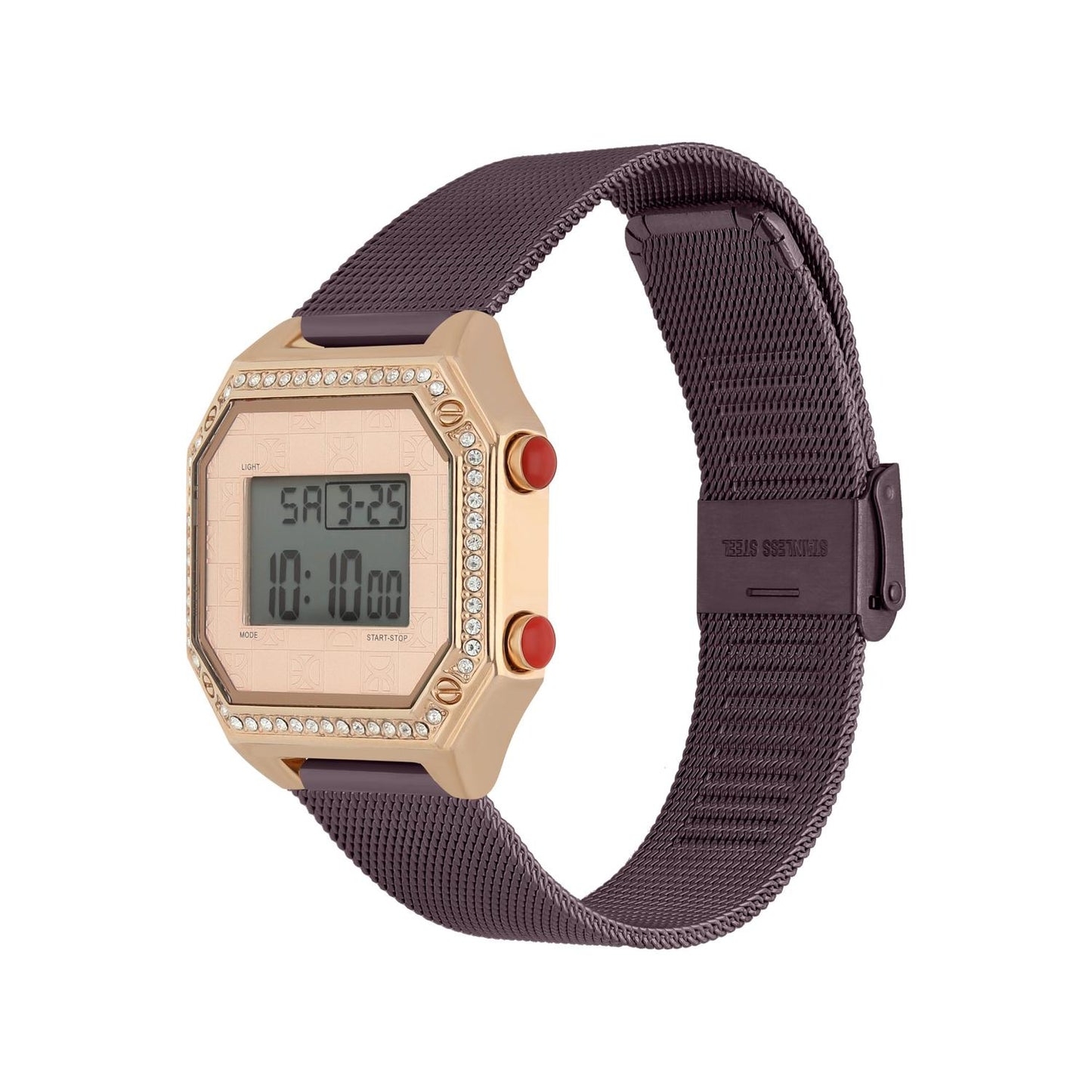 Reloj Digital Con Extensible De Mesh Pedrería En Bisel OE2335