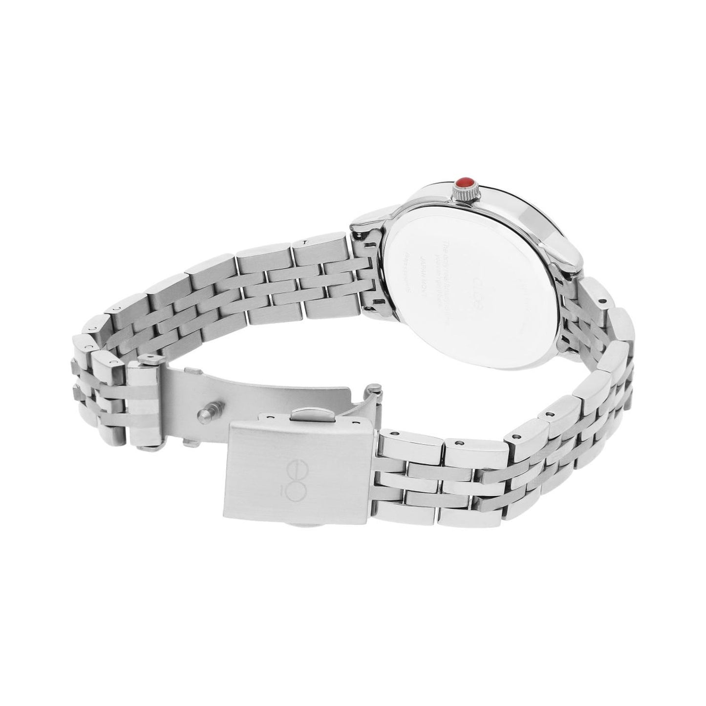 Reloj Analogo para Dama con Pedreria en Indicadores, Fondo Rosa y Extensible Color Plateado OE2440