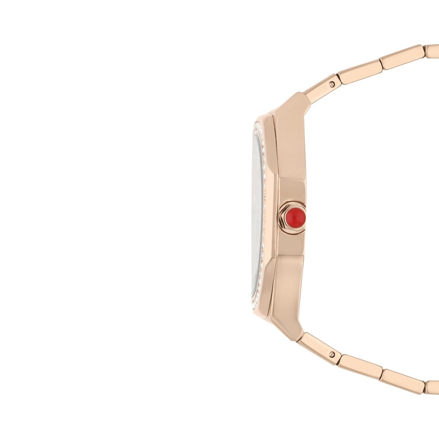 Reloj Cloe Analogo para Dama con Pedreria en Bisel, Simuladores y Extensible Color Plateado OE2443