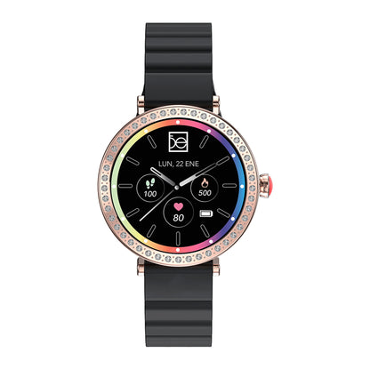 Smartwatch Cloe D1 para Dama con Correa de Silicón, Pedrería en Bisel y Pantalla AMOLED OE2563