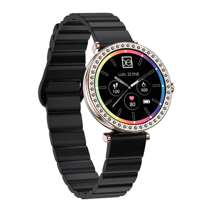 Smartwatch Cloe D1 para Dama con Correa de Silicón, Pedrería en Bisel y Pantalla AMOLED OE2563