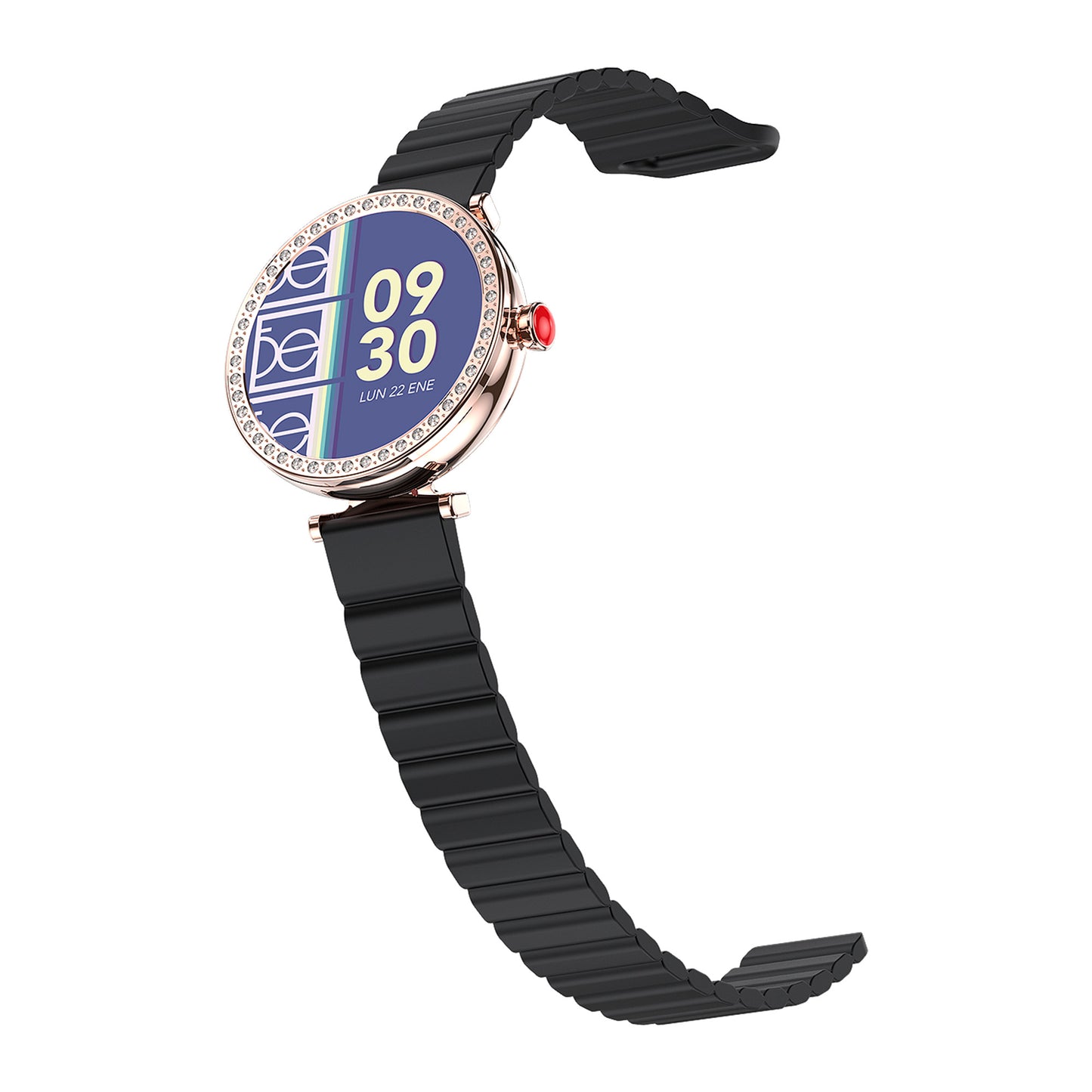 Smartwatch Cloe D1 para Dama con Correa de Silicón, Pedrería en Bisel y Pantalla AMOLED OE2563