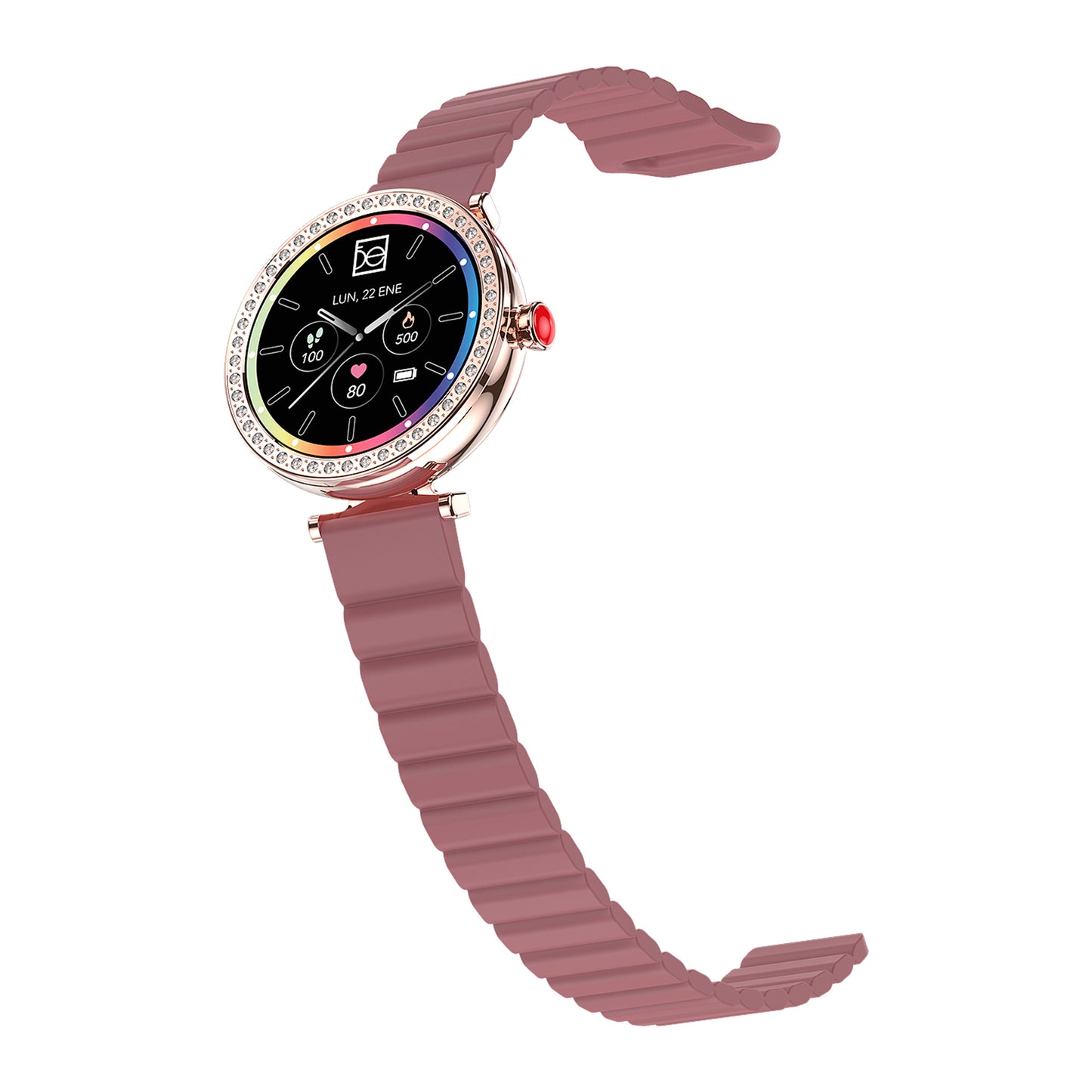 Smartwatch Cloe D1 para Dama con Correa de Silicón, Pedrería en Bisel y Pantalla AMOLED OE2563