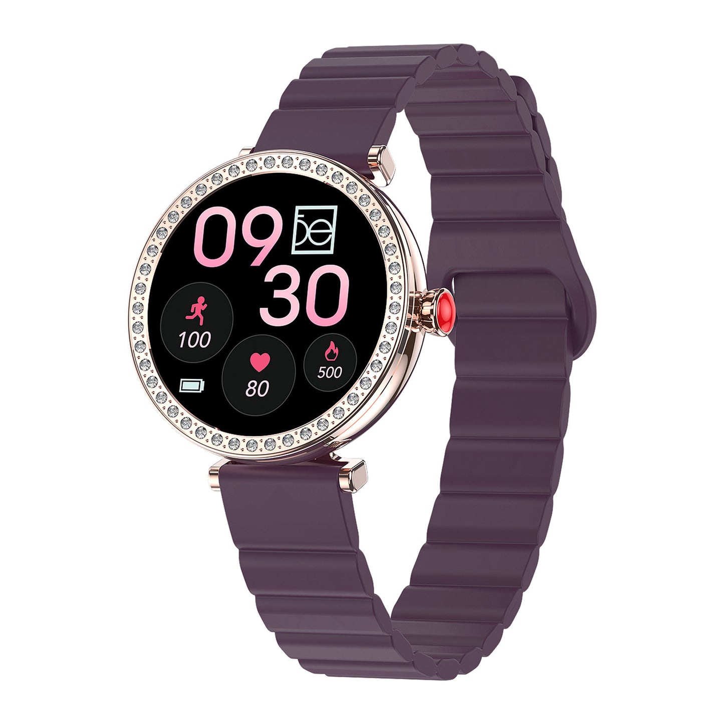 Smartwatch Cloe D1 para Dama con Correa de Silicón, Pedrería en Bisel y Pantalla AMOLED OE2563