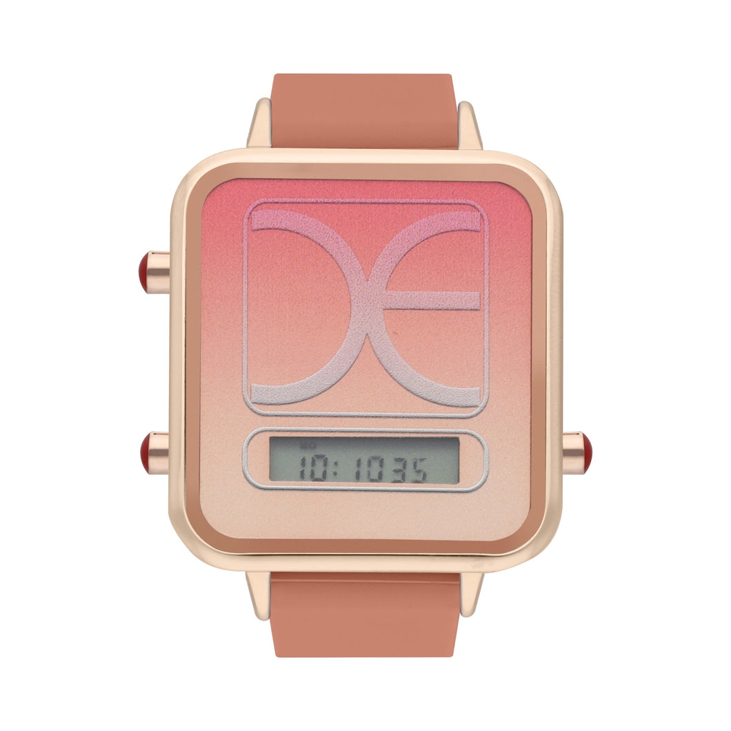 Reloj digital para dama con cristal mineral con color similar al extensible y correa de silicón OE2330