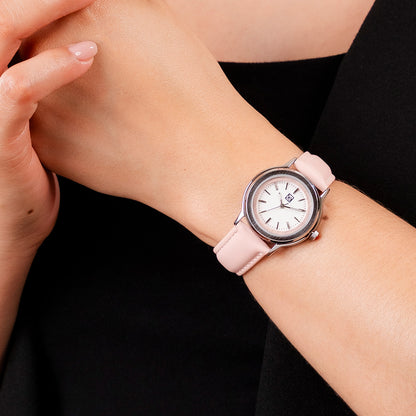 Reloj Cloe Análogo para Dama con Bisel Interno y Correa de Tactopiel OE2530
