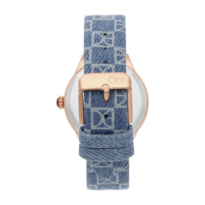 Reloj Cloe Análogo para Dama con Trama OE y Correa de Denim OE2531