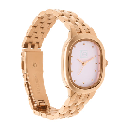 Reloj Cloe Análogo para Dama con Caja Ovalada y Extensible de Acero Inoxidable OE2532