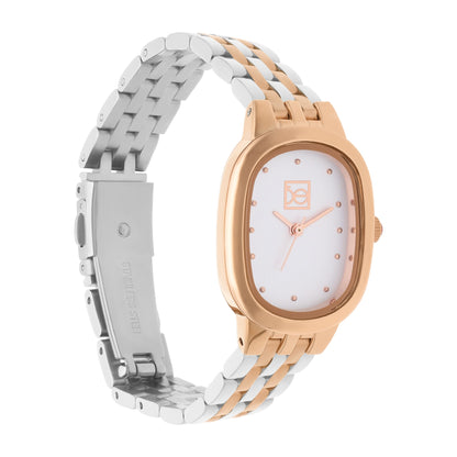 Reloj Cloe Análogo para Dama con Caja Ovalada y Extensible de Acero Inoxidable OE2532