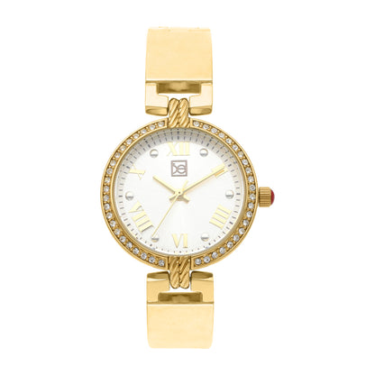 Reloj Cloe Análogo para Dama con Pedrería en Bisel y Extensible de Acero Inoxidable OE2533