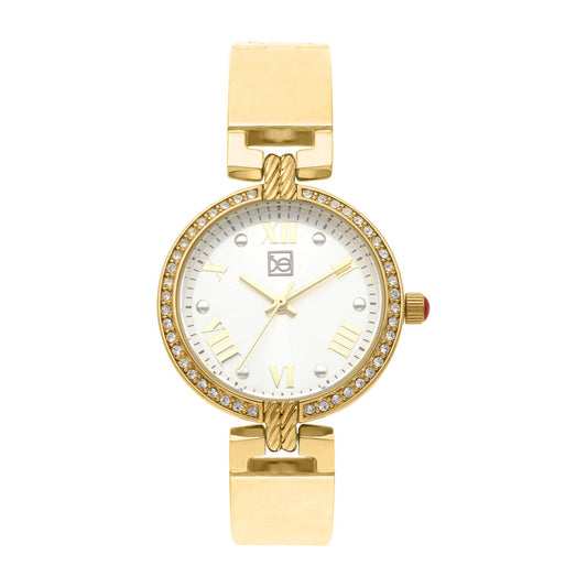 Reloj Cloe Análogo para Dama con Pedrería en Bisel y Extensible de Acero Inoxidable OE2533