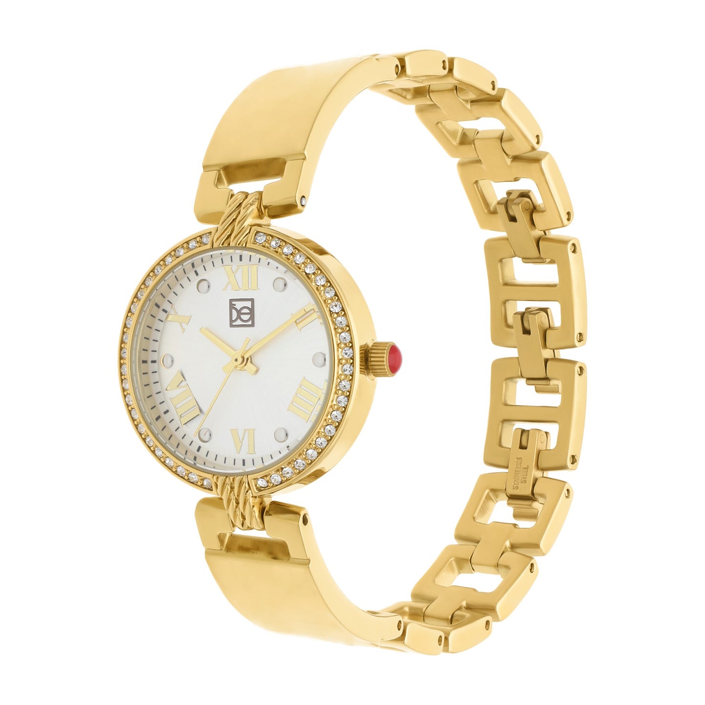 Reloj Cloe Análogo para Dama con Pedrería en Bisel y Extensible de Acero Inoxidable OE2533