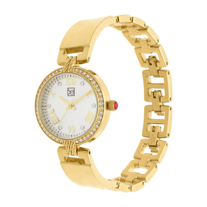 Reloj Cloe Análogo para Dama con Pedrería en Bisel y Extensible de Acero Inoxidable OE2533