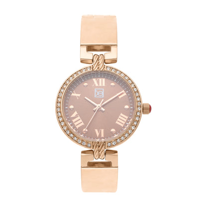 Reloj Cloe Análogo para Dama con Pedrería en Bisel y Extensible de Acero Inoxidable OE2533