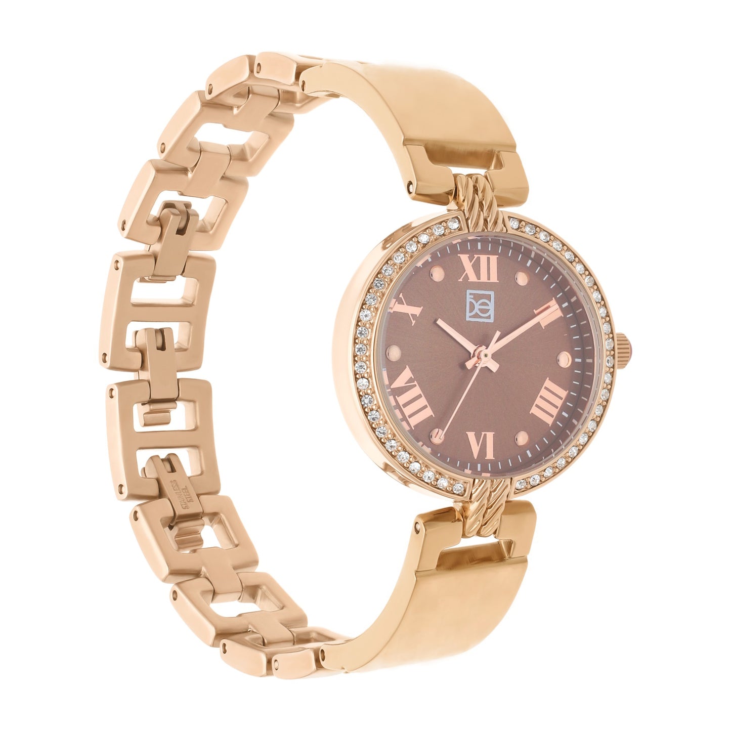 Reloj Cloe Análogo para Dama con Pedrería en Bisel y Extensible de Acero Inoxidable OE2533