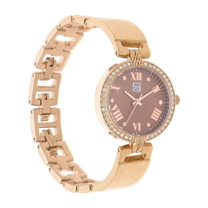 Reloj Cloe Análogo para Dama con Pedrería en Bisel y Extensible de Acero Inoxidable OE2533