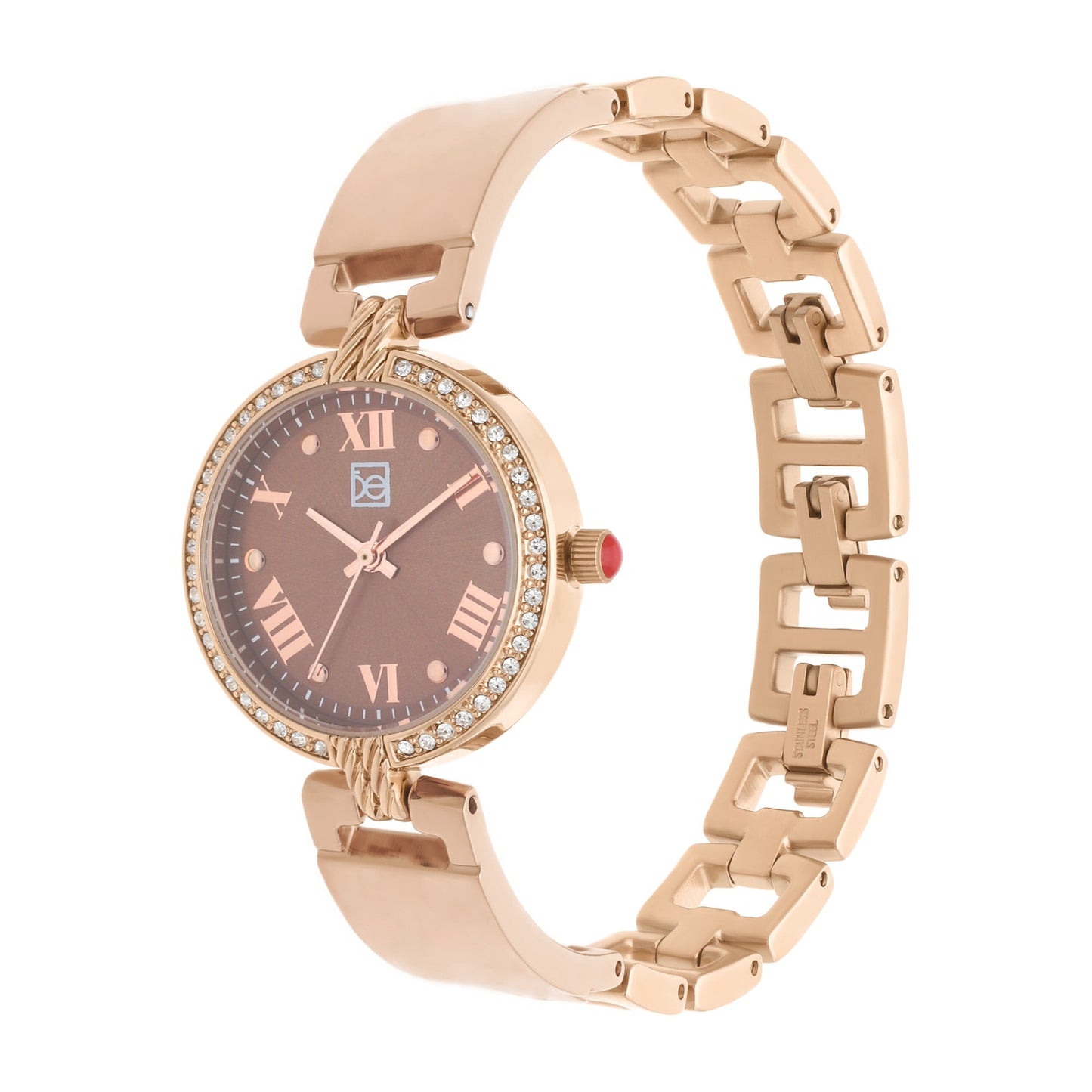 Reloj Cloe Análogo para Dama con Pedrería en Bisel y Extensible de Acero Inoxidable OE2533
