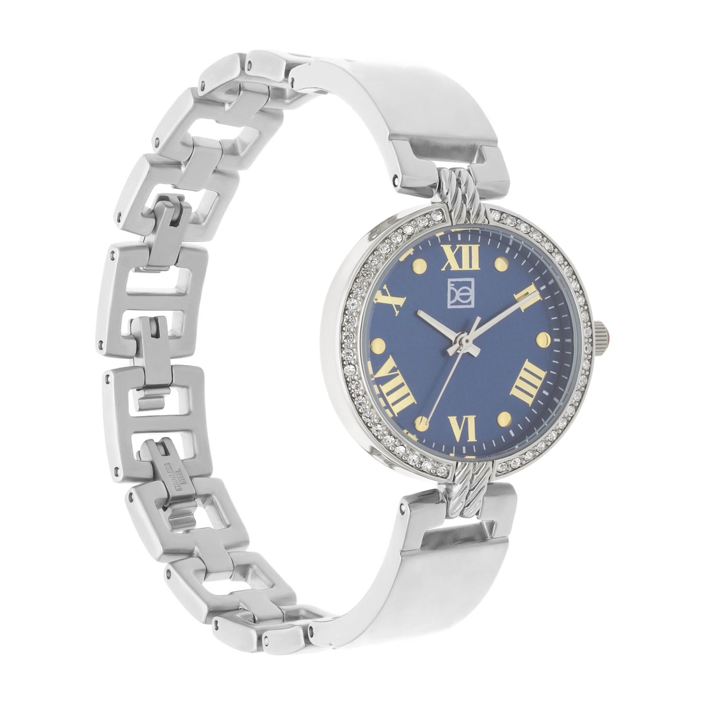 Reloj Cloe Análogo para Dama con Pedrería en Bisel y Extensible de Acero Inoxidable OE2533