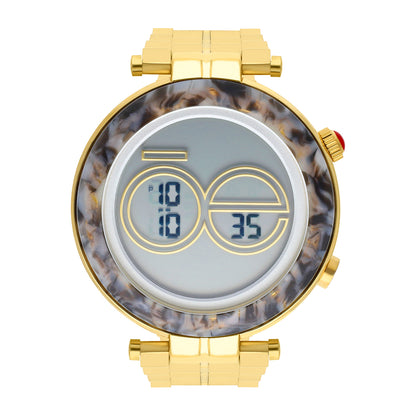 Reloj Cloe Digital para Dama con Bisel Tipo Mármol y Extensible de Acero Inoxidable OE2537