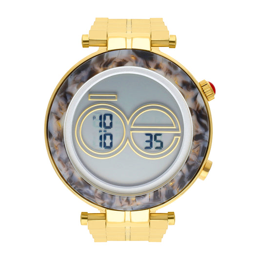 Reloj Cloe Digital para Dama con Bisel Tipo Mármol y Extensible de Acero Inoxidable OE2537
