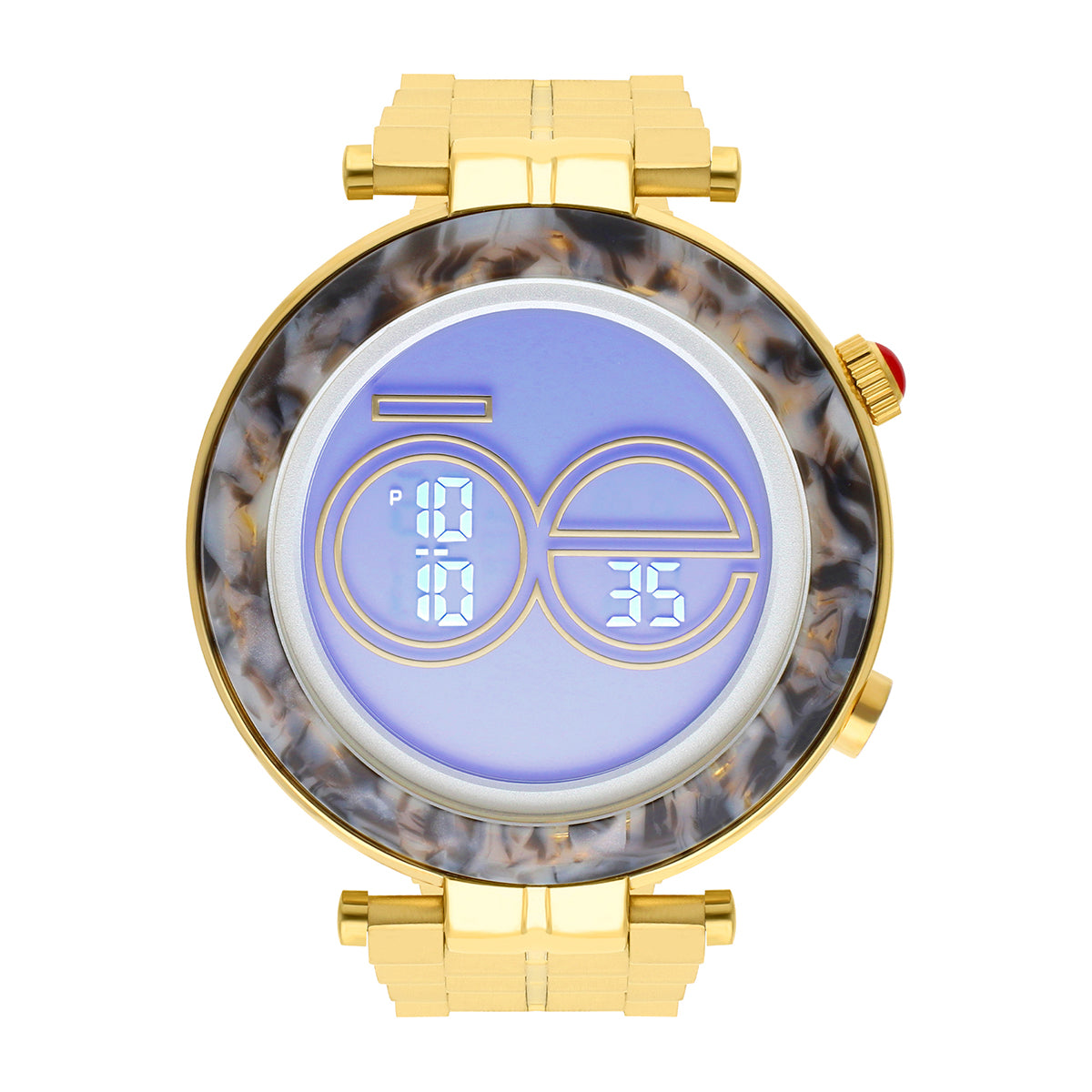 Reloj Cloe Digital para Dama con Bisel Tipo Mármol y Extensible de Acero Inoxidable OE2537