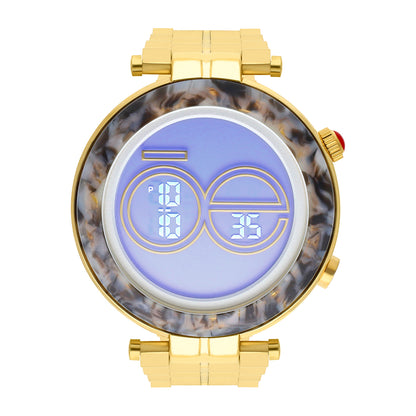 Reloj Cloe Digital para Dama con Bisel Tipo Mármol y Extensible de Acero Inoxidable OE2537