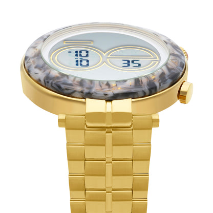 Reloj Cloe Digital para Dama con Bisel Tipo Mármol y Extensible de Acero Inoxidable OE2537