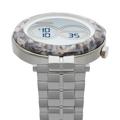 Reloj Cloe Digital para Dama con Bisel Tipo Mármol y Extensible de Acero Inoxidable OE2537