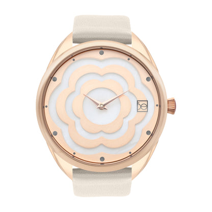 Reloj Cloe Análogo para Dama con Cártula en forma de flor y Correa de Tactopiel OE2539