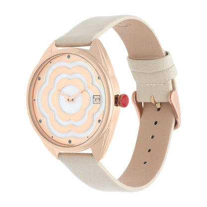 Reloj Cloe Análogo para Dama con Cártula en forma de flor y Correa de Tactopiel OE2539