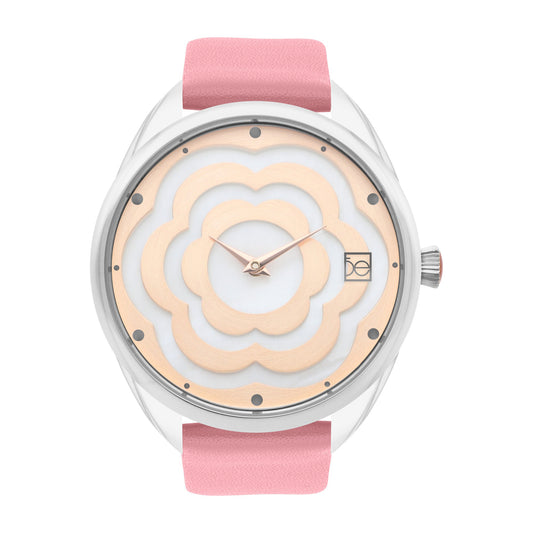 Reloj Cloe Análogo para Dama con Cártula en forma de flor y Correa de Tactopiel OE2539