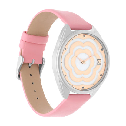 Reloj Cloe Análogo para Dama con Cártula en forma de flor y Correa de Tactopiel OE2539