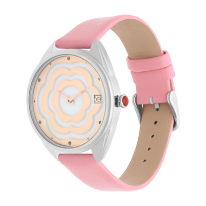 Reloj Cloe Análogo para Dama con Cártula en forma de flor y Correa de Tactopiel OE2539