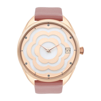 Reloj Cloe Análogo para Dama con Cártula en forma de flor y Correa de Tactopiel OE2539