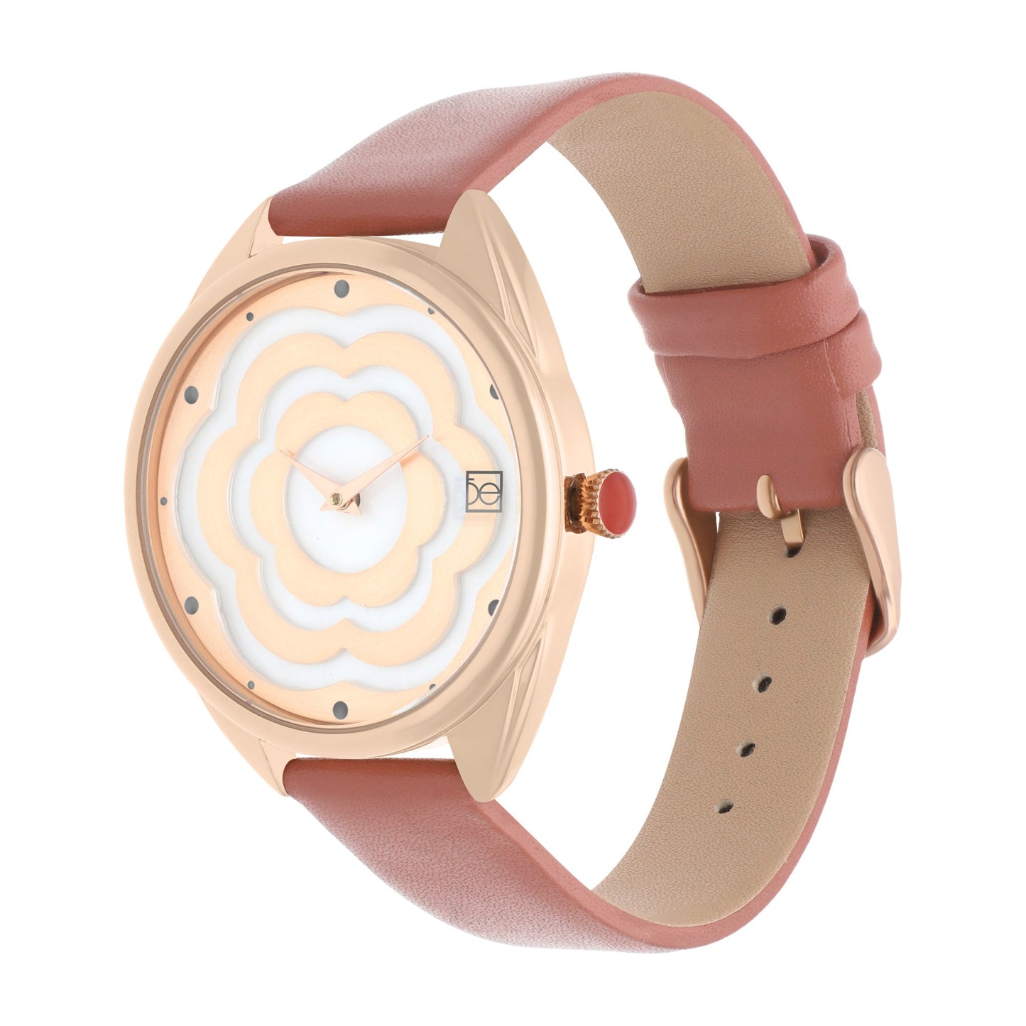 Reloj Cloe Análogo para Dama con Cártula en forma de flor y Correa de Tactopiel OE2539
