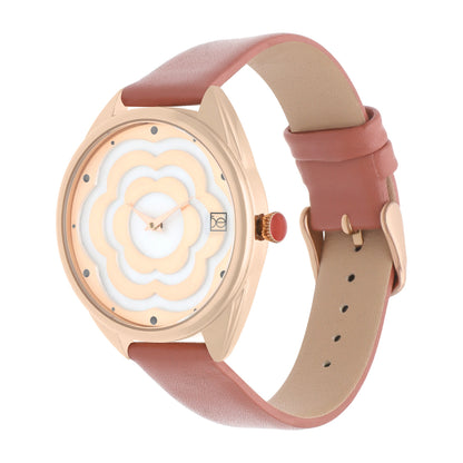 Reloj Cloe Análogo para Dama con Cártula en forma de flor y Correa de Tactopiel OE2539