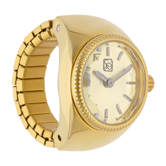 Reloj Anillo Cloe Análogo para Dama con Cristal Facetado y Extensible de Acero Inoxidable OE2541