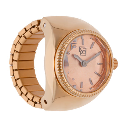 Reloj Anillo Cloe Análogo para Dama con Cristal Facetado y Extensible de Acero Inoxidable OE2541