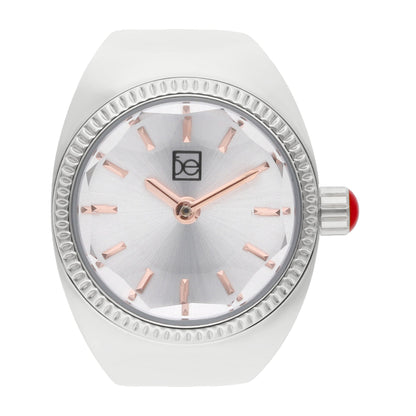 Reloj Anillo Cloe Análogo para Dama con Cristal Facetado y Extensible de Acero Inoxidable OE2541