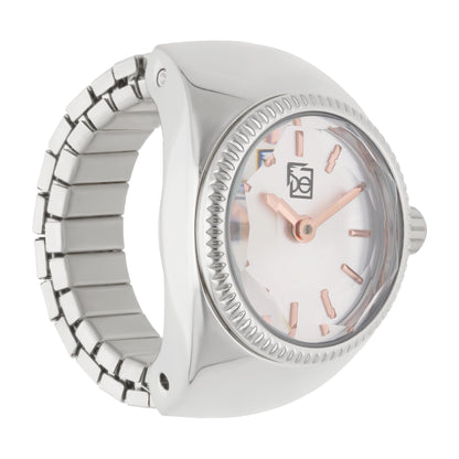 Reloj Anillo Cloe Análogo para Dama con Cristal Facetado y Extensible de Acero Inoxidable OE2541