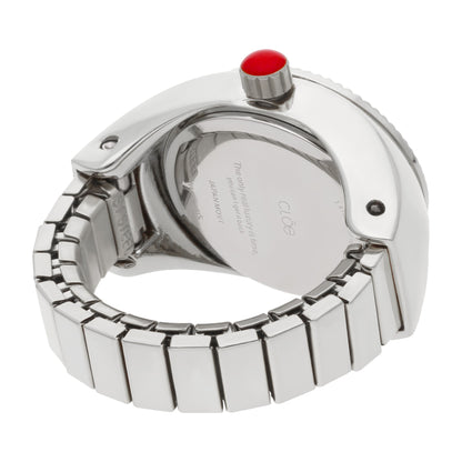 Reloj Anillo Cloe Análogo para Dama con Cristal Facetado y Extensible de Acero Inoxidable OE2541