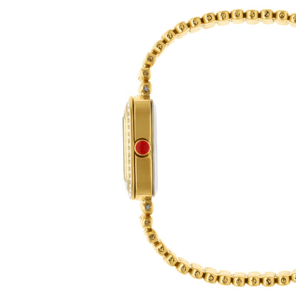 Reloj Cloe Análogo para Dama con Doble Pedrería en Bisel y Extensible de Acero Inoxidable OE2543