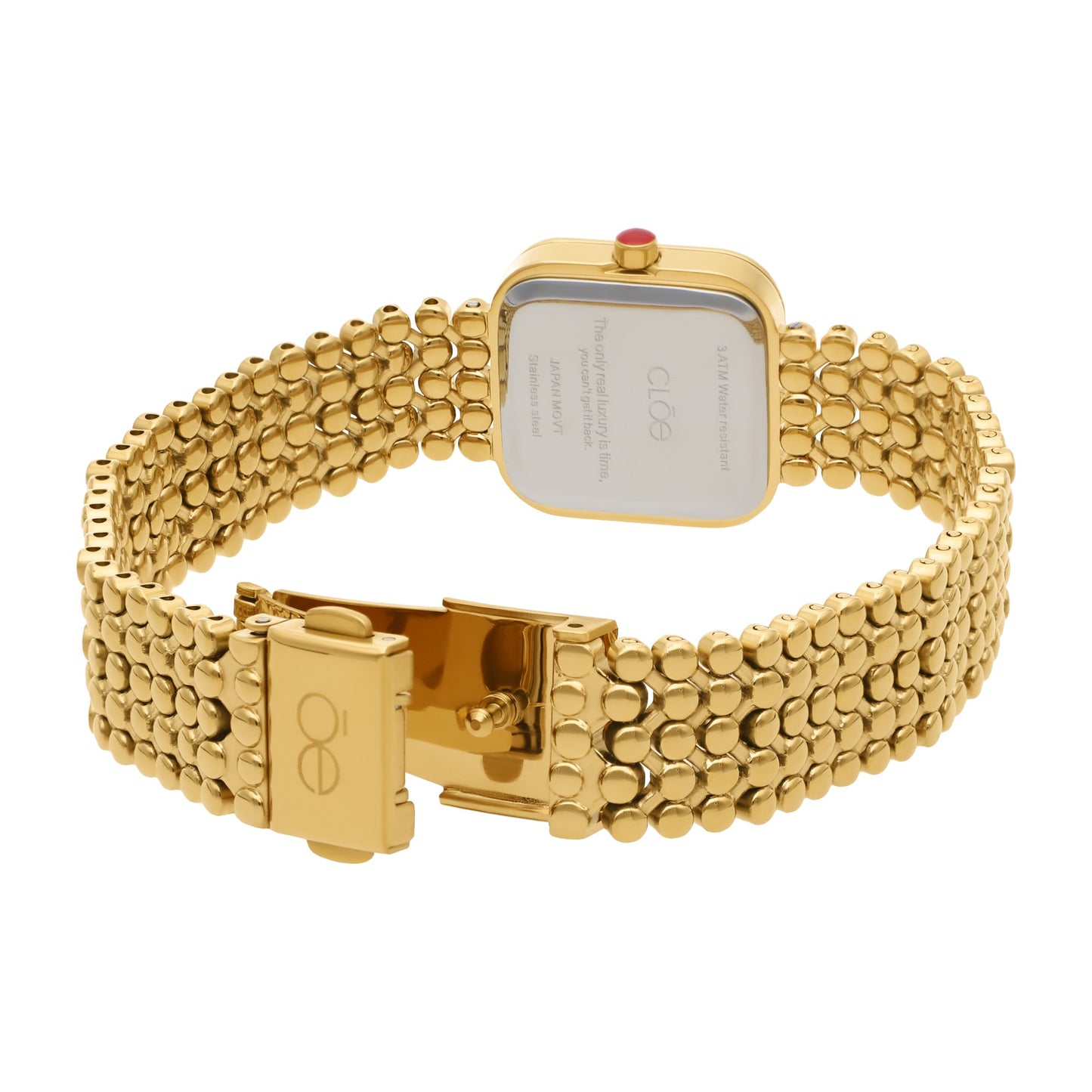 Reloj Cloe Análogo para Dama con Doble Pedrería en Bisel y Extensible de Acero Inoxidable OE2543