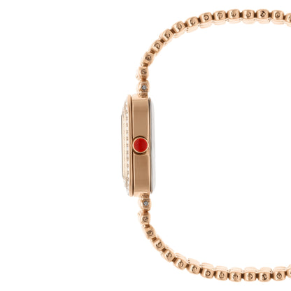 Reloj Cloe Análogo para Dama con Doble Pedrería en Bisel y Extensible de Acero Inoxidable OE2543