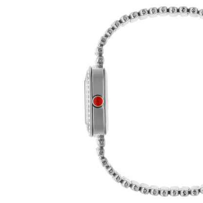 Reloj Cloe Análogo para Dama con Doble Pedrería en Bisel y Extensible de Acero Inoxidable OE2543