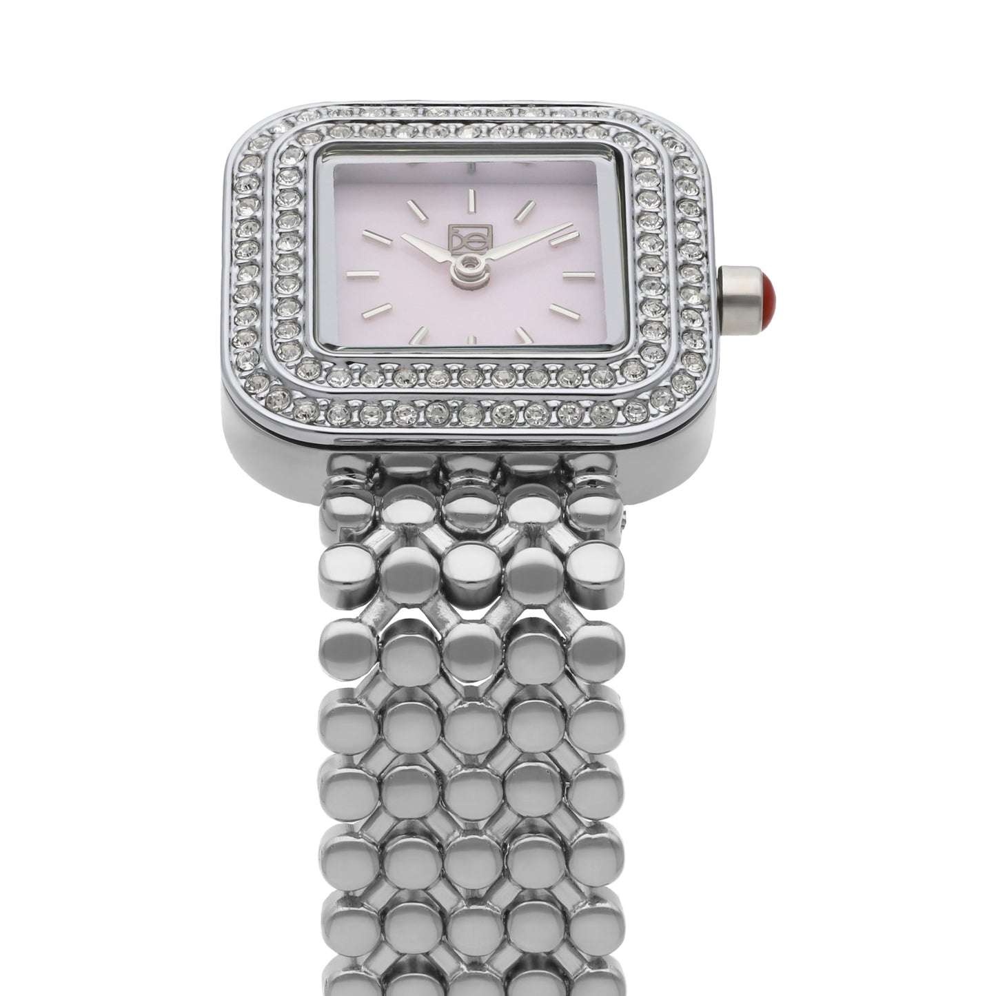 Reloj Cloe Análogo para Dama con Doble Pedrería en Bisel y Extensible de Acero Inoxidable OE2543