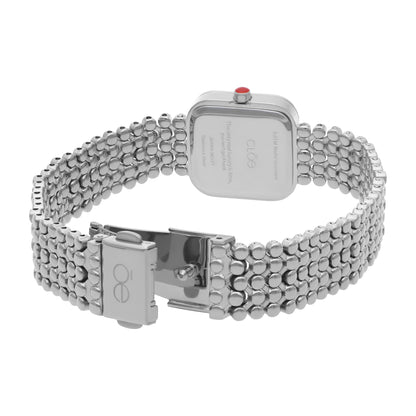Reloj Cloe Análogo para Dama con Doble Pedrería en Bisel y Extensible de Acero Inoxidable OE2543
