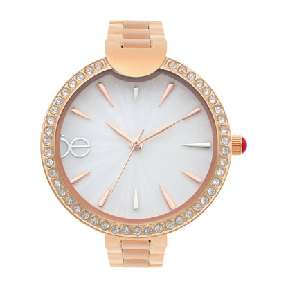 Reloj Cloe Análogo para Dama con Carátula con Acabado de Madre Perla y Extensible de Acero Inoxidable OE2545